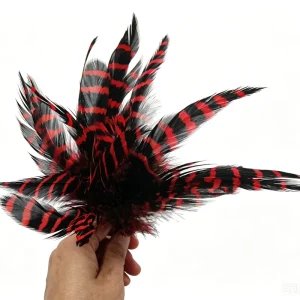 Dyed Barred Schappen Chicken Rooster Feather Craft DIY Fly Tying Material Carnival Hair Earring Accessory Party Home Decor