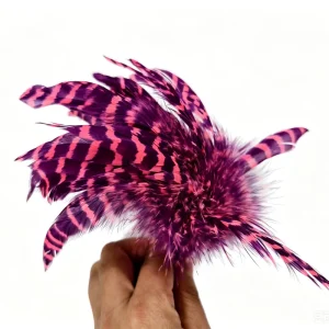 Dyed Barred Schappen Chicken Rooster Feather Craft DIY Fly Tying Material Carnival Hair Earring Accessory Party Home Decor