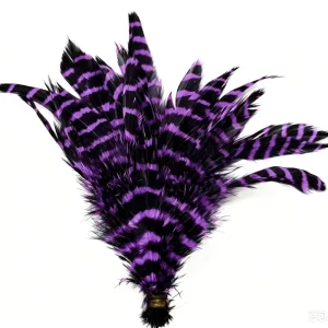 Dyed Barred Schappen Chicken Rooster Feather Craft DIY Fly Tying Material Carnival Hair Earring Accessory Party Home Decor