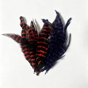 Dyed Barred Schappen Chicken Rooster Feather Craft DIY Fly Tying Material Carnival Hair Earring Accessory Party Home Decor