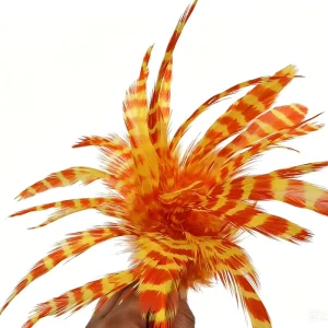 Dyed Barred Schappen Chicken Rooster Feather Craft DIY Fly Tying Material Carnival Hair Earring Accessory Party Home Decor