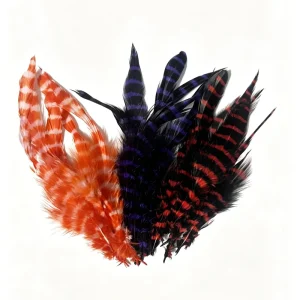Dyed Barred Schappen Chicken Rooster Feather Craft DIY Fly Tying Material Carnival Hair Earring Accessory Party Home Decor