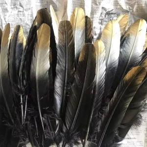 Dyed Gold Silver Quill Turkey Feather for Craft Costume Accessory Headdress Hat Hair Carnival Party Wedding Home Floral Decor