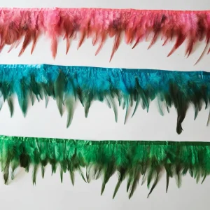 Dyed Red Rooster Saddle Feathers Trims Cock Hackle Plumes Fringe Colors for Carnival Garments Decorations