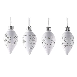 EAGLEGIFTS 热销环保定制白色陶瓷圣诞树装饰品带LED灯