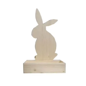EASTER UNFINISHED WOODEN RABBIT STORAGE BOX HAPPY EASTER BUNNY STORAGE BOX