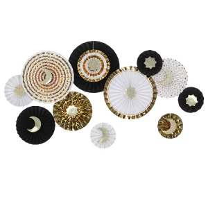 EASTERN 11 Pcs Hanging Eid Mubarak Paper Fan Set for Ramadan and Birthday Party Decorations Halloween Supplies