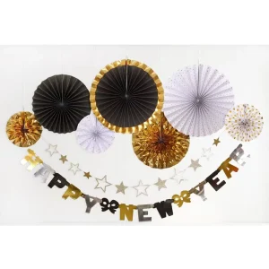 EASTTERN Custom New Year Decorating Kit Paper Fan Happy New Year Banner