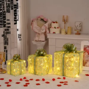 ED Indoor Decorative Ambiance Light Holiday Party Night Light DIY Green Five Leaf Flower Gift Box Ornament Lamp Table Lamp