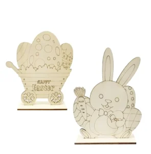 Easter Arts and Crafts Wooden Rabbit Ornament DIY Painted Ornament Festive Home Decoration