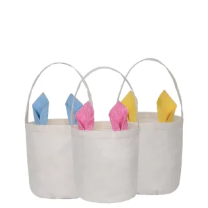 Easter Blue Bunny Ears Eco friendly Durable Recycled Reusable Unisex Tote Bag 25*30cm 280gsm Polyester Blank Kids 100pcs