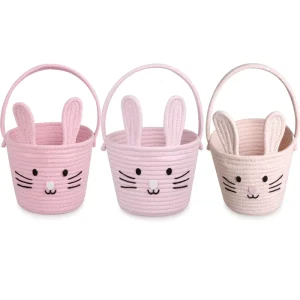 Easter Bunny Cotton Rope Basket for Children’s Easter Party Decoration Customizable Color Size Egg Gift Snack Storage