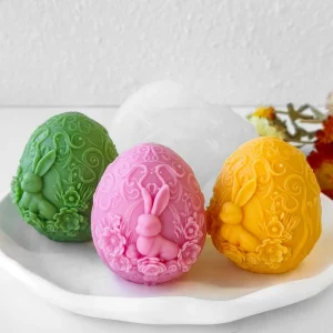 Easter Bunny Egg Non scented Aromatherapy Candle Mold DIY Three dimensional Egg Home Decoration Plaster Silicone Mold