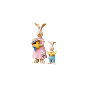 Easter Bunny Family with Chicks Resin Figurine Cozy Spring Decor for Home Custom Resin Gift