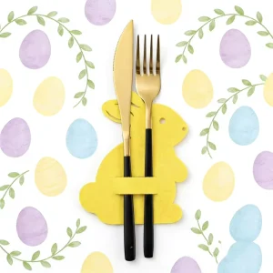 Easter Bunny Felt Ornament Tableware Cutlery Mat with Fork and Spoon Bag Holiday Home Decor