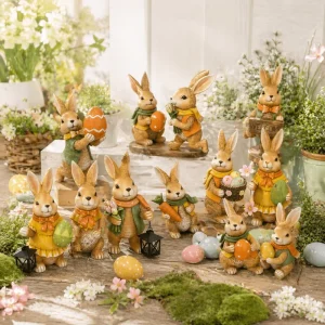 Easter Bunny Garden Decoration Custom Polyresin Rabbit Figurines Outdoor Yard Ornaments