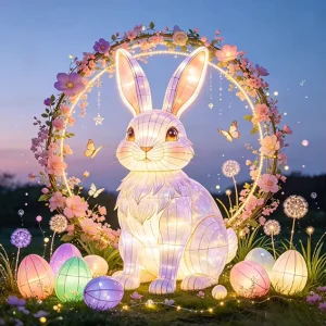 Easter Bunny Lantern Silk Frame Waterproof LED Decoration for Easter