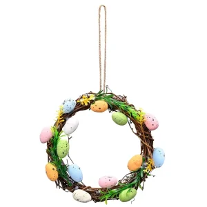 Easter Bunny Spring Wreath Eggs Wreaths Pendant Easter Decoration Wreath Window Display Door Simulation Garland