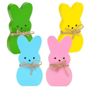 Easter Bunny Wooden 4 Piece Tiered Tray & Mantel Decor Farmhouse Style Home Office Party Decor