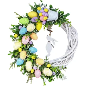Easter Bunny Wreaths for Front Door Artificial Easter Decorations Festive Home Props and Gifts for Holiday Decor