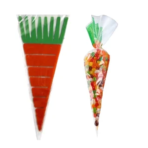 Easter Carrot Shape Plastic Reusable Waterproof Treat Bag Kids Party Snack Holder Spring Egg Hunt Decor 15pcs Set