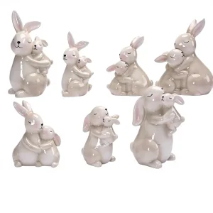 Easter Ceramic Bunny Ornaments for Living Room