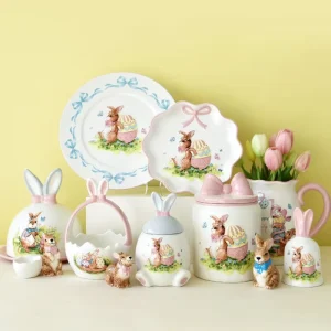 Easter Ceramic Under Glazed Cartoon Cute Rabbit Series Garden Tableware Cute Ornaments Home Bowl Dish Set Household New