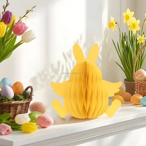 Easter Chick Paper Honeycomb Decorations Paper Ornaments Festival Ornaments with Magnets Easter Home Decorations