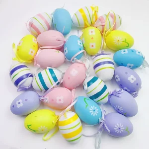 Easter DIY 24pcs Colored Eggs Indoor Holiday Party Decoration Outdoor Decoration Inflatable Easter Egg for Yard