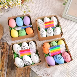 Easter DIY Hand painted Colorful Easter Eggs Cartoon Bunny Handmade Gifts Easter Egg Party Decoration