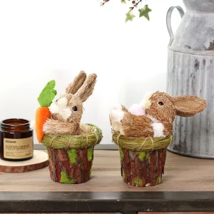 Easter Decorations Cute Reed Easter Bunny Ornaments Home Party Table Decorations