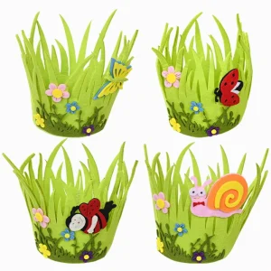 Easter Decorations Non woven Eco friendly Bunny Teens Gift Bucket Egg Basket for Easter Holiday Egg Hunting Indoor