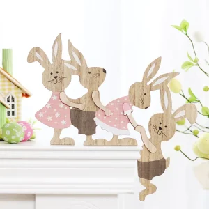 Easter Decorations Painted Rabbit Wooden Crafts Home Decoration