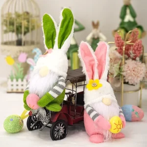 Easter Decorations for the Home Easter Gnome Plush Decorations Handmade Gnome Bunny Faceless Doll Easter Ornaments