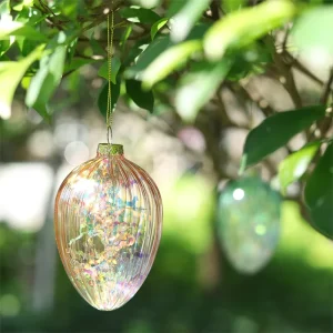Easter Decorations pink and Blue Glass Egg shaped Ribbon Decorations Glass Easter Eggs Decorative Gifts