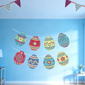 Easter Egg Spiral Hanging Decor Colorful Easter Egg Pattern Banner Decorative Easter Party Bunting Egg Garland