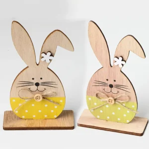 Easter Festive Home Accent Set Easter Cute Pastel Floral Hanging Decor Easter Wooden Bunny Ornaments