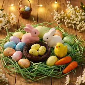 Easter Foam Spotted Eggs Bunny Party Decorations Spotted Easter Eggs Ornament Set for Home Holiday Festival Decor