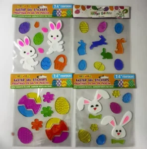Easter Gel Window Clings TPR Jelly Window Stickers with Bunny & Egg Designs Reusable Removable Easter Decals for Glass Windows