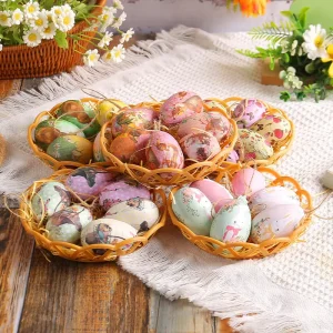 Easter Hanging Eggs Decor Woven Basket Easter Table Decorations Spring Home Party Supplies Holiday Gift Seasonal Decor