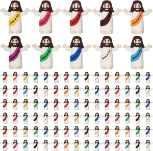 Easter Ornaments Bulk Mini Rubber Little Jesus Figures Tan Miniature Jesus Loves You Toys