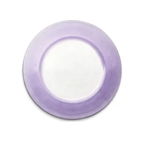 Easter Table Athena Simple Glass Charger Plate With Purple Rim
