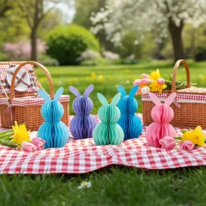 Easter Thanksgiving 3D Honeycomb Paper Rabbits Child Sized Non Toxic Handmade Disposable Security Factory Price Indoor Party