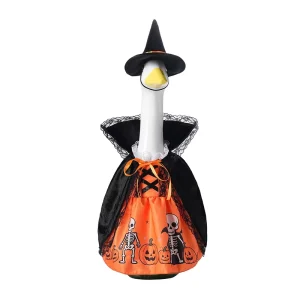 Easter Witch Porch Goose Outfit Skeleton Pumpkin Polyester Dress with Hat for 23 Inch Goose Outdoor Garden Yard Decoration