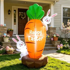 Easter garden lawn decoration props for party inflatable carrots rabbits LED lighted inflatable figures