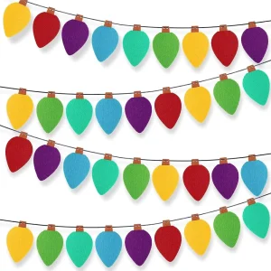 Easy Assemble Colorful Rainbow Bulbs Felt Lights Banner for Christmas Birthday Party Festive Indoor Outdoor Decorations