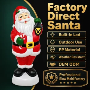 Easy Clean PP Plastic Santa Standing Figurine for Christmas & New Year Indoor Outdoor Festive Decor