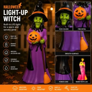 Easy to Clean Plastic Waterproof Halloween Witch Pumpkin Blow Mold Figure for Outdoor Use