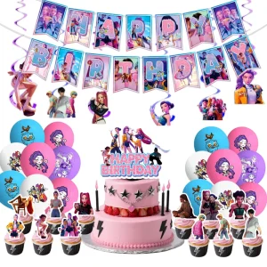 Eative Kpop Demon Hunters Themed Birthday Party Decorations Banners Paper Plates Paper Cups Napkins Balloons