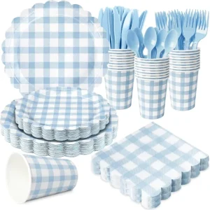 Eco Conscious Compostable Tableware Disposable Cake Forks Cups Plates for Office Party with Straws